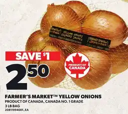 Loblaws FARMER'S MARKET YELLOW ONIONS, 3 LB BAG offer