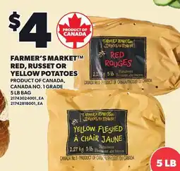 Loblaws FARMER'S MARKET RED, RUSSET OR YELLOW POTATOES, 5 LB BAG offer