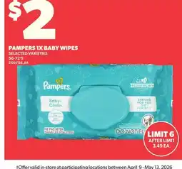 Loblaws PAMPERS 1X BABY WIPES, 56-72'S offer
