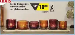 Sushi Shop 6 Pcs Glass Candle Holders Amber on Wood Trey offer