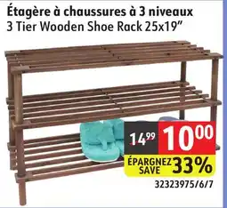 Sushi Shop 3 Tier Wooden Shoe Rack 25x19 offer