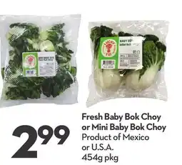 Longo's Fresh Baby Bok Choy or Mini Baby Bok Choy offer