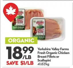 Longo's Yorkshire Valley Farms Fresh Organic Chicken Breast Fillets or Scallopini offer