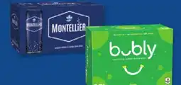 Longo's Bubly Sparkling Water 12x355mL pkg or Montellier Water 10x355mL pkg offer