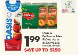 Longo's Oasis or Del Monte Juice offer