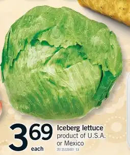 Fortinos ICEBERG LETTUCE offer