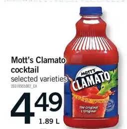 Fortinos MOTT'S CLAMATO COCKTAIL offer