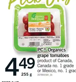 Fortinos PC Organics grape tomatoes offer
