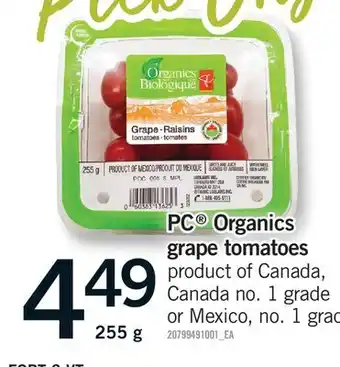 Fortinos PC Organics grape tomatoes offer