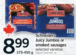 Fortinos SCHNEIDERS JUICY JUMBOS OR JUICY JUMBOS OR SMOKED SAUSAGES offer
