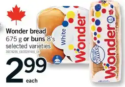 Fortinos WONDER BREAD, 675 G OR BUNS, 8'S offer