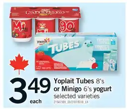 Fortinos YOPLAIT TUBES, 8'S OR MINIGO, 6'S YOGURT offer