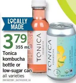 Fortinos TONICA KOMBUCHA BOTTLE OR LOW-SUGAR CAN offer