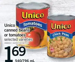 Fortinos UNICO CANNED BEANS OR TOMATOES, 540/796 ML offer