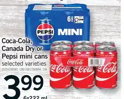 Fortinos COCA-COLA, CANADA DRY OR PEPSI MINI CANS offer