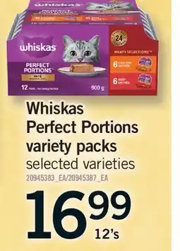 Fortinos WHISKAS PERFECT PORTIONS VARIETY PACKS, 12's offer