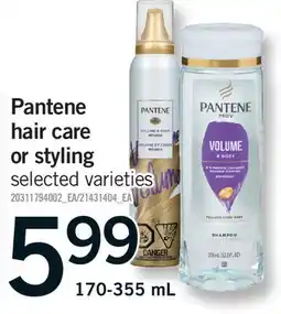 Fortinos PANTENE HAIR CARE OR STYLING offer