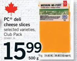 Fortinos PC DELI CHEESE SLICES offer