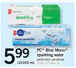 Fortinos PC BLUE MENU SPARKLING WATER offer