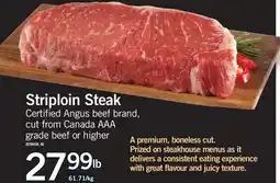 Fortinos STRIPLOIN STEAK offer