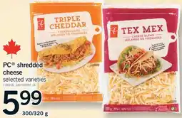 Fortinos PC SHREDDED CHEESE, 300/320 G offer