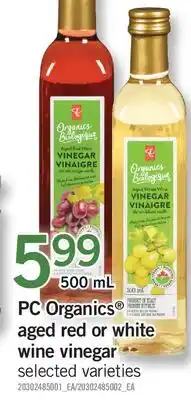 Fortinos PC ORGANICS AGED RED OR WHITE WINE VINEGAR offer