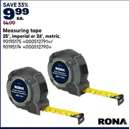 RONA RONA Measuring tape 25', imperial or 26', metric offer
