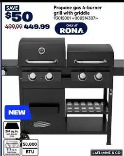 RONA LAFLAMME & Co Propane gas 4-burner grill with griddle offer