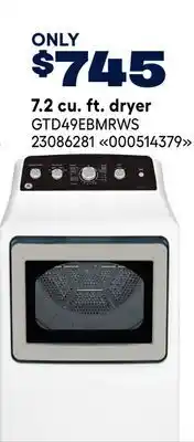 RONA GE 7.2 cu. ft. dryer offer