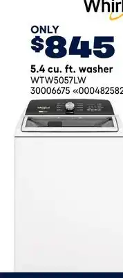 RONA Whirlpool 5.4 cu. ft. washer offer