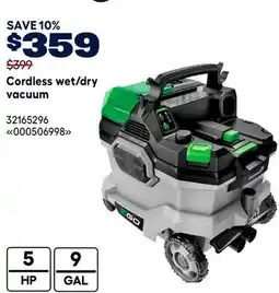 RONA Cordless wet/dry vacuum offer