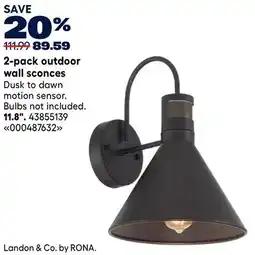 RONA 2-pack outdoor wall sconces offer