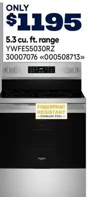 RONA Whirlpool 5.3 cu. ft. range offer
