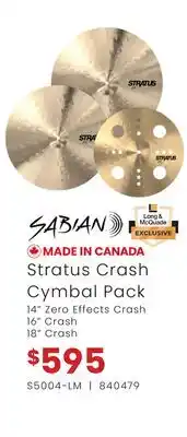 Long & McQuade STRATUS CRASH CYMBAL PACK offer