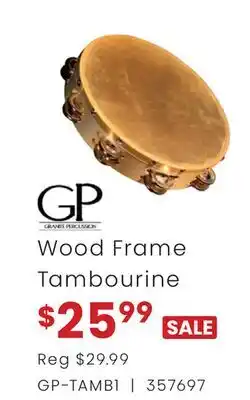 Long & McQuade GP WOOD FRAME TAMBOURINE offer