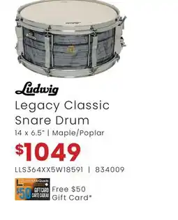 Long & McQuade LUDWIG LEGACY CLASSIC SNARE DRUM offer