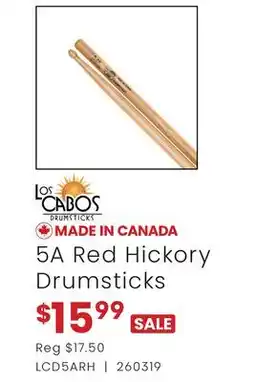 Long & McQuade LOS CABOS 5A RED HICKORY DRUMSTICKS offer