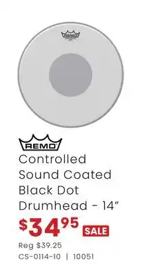 Long & McQuade REMO CONTROLLED SOUND COATED BLACK DOT DRUMHEAD-14 offer