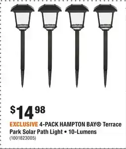 Home Depot EXCLUSIVE 4-PACK HAMPTON BAY Terrace Park Solar Path Light • 10-Lumens offer