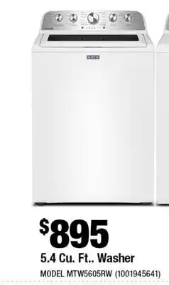 Home Depot 5.4 Cu Ft. Washer offer