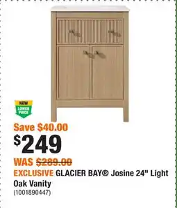 Home Depot EXCLUSIVE GLACIER BAY Josine 24 Light Oak Vanity offer