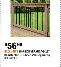 Home Depot EXCLUSIVE 15-PIECE VERANDA 28 Baluster Kit • Lumber sold separately offer
