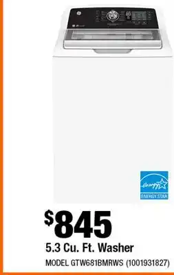 Home Depot 5.3 Cu. Ft. Washer offer