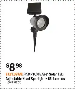 Home Depot EXCLUSIVE HAMPTON BAY Solar LED Adjustable Head Spotlight • 55-Lumens offer
