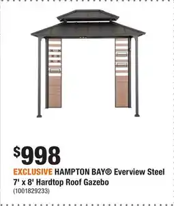 Home Depot EXCLUSIVE HAMPTON BAY Everview Steel 7' x 8' Hardtop Roof Gazebo offer