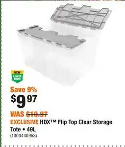 Home Depot EXCLUSIVE HDX Flip Top Clear Storage Tote • offer