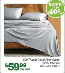 Oxford Mills 800 Thread Count Pima Cotton Solid Sheet Set offer