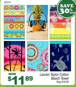 Oxford Mills Lauren Taylor Cotton Beach Towel offer