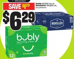 FreshCo Bubly 12x355 mL or Montellier 10x355 mL offer