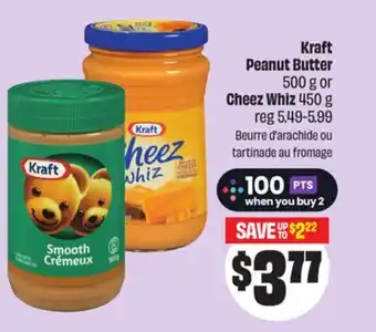 FreshCo Kraft Peanut Butter 500 g or Cheez Whiz 450 g offer